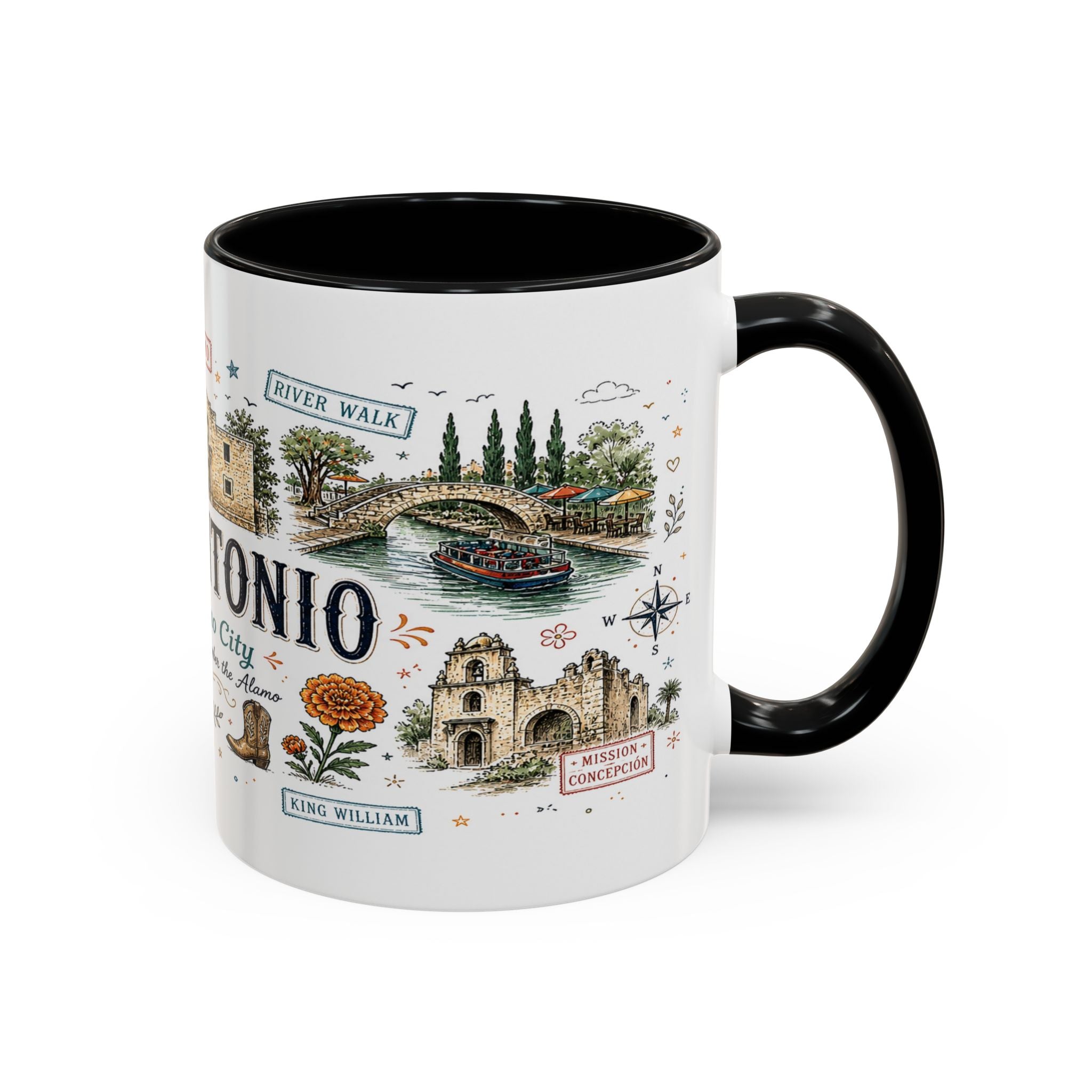 San Antonio Coffee Mug | Texas Souvenir City Gift | Accent Color Ceramic 11oz 15oz