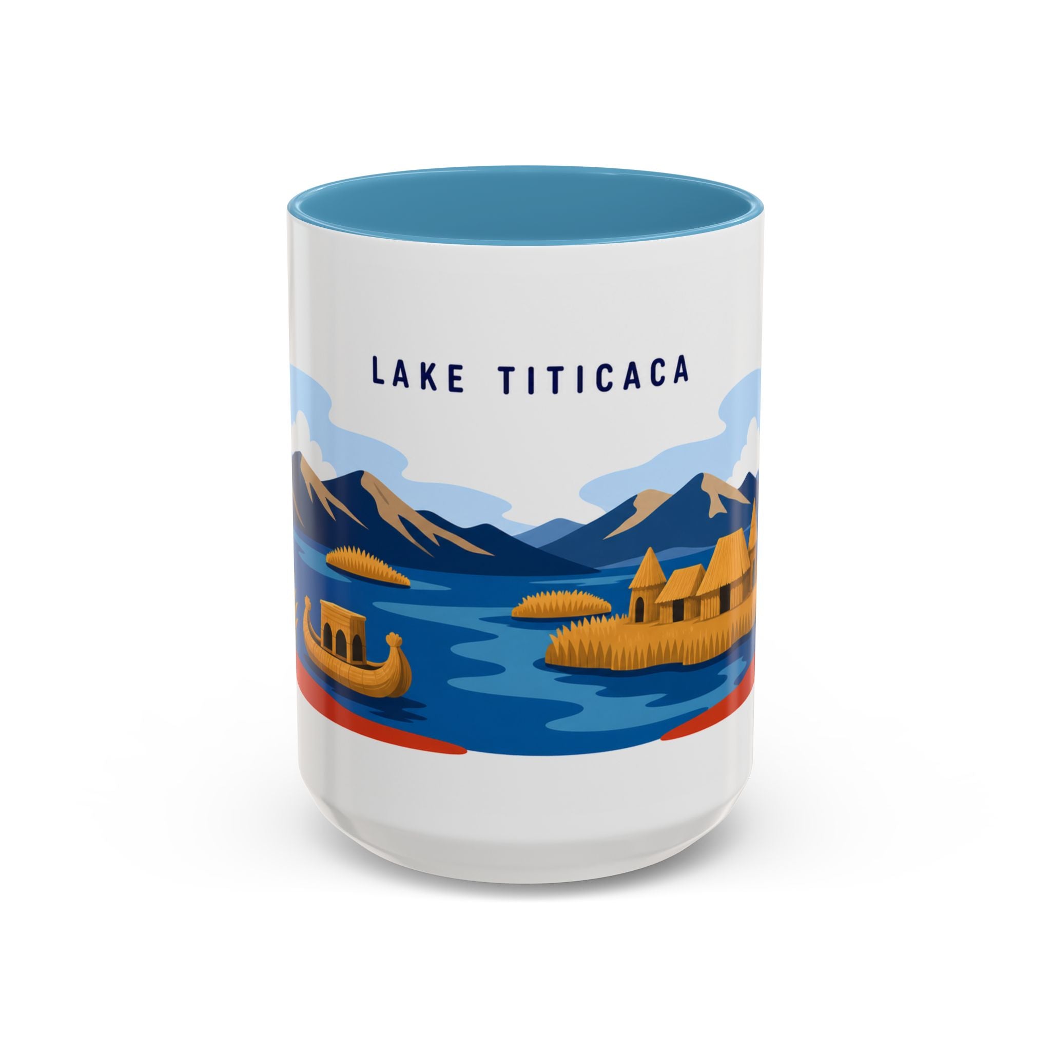 Lake Titicaca Coffee Mug | Travel Destination Souvenir Gift | Accent Color Ceramic 11oz 15oz