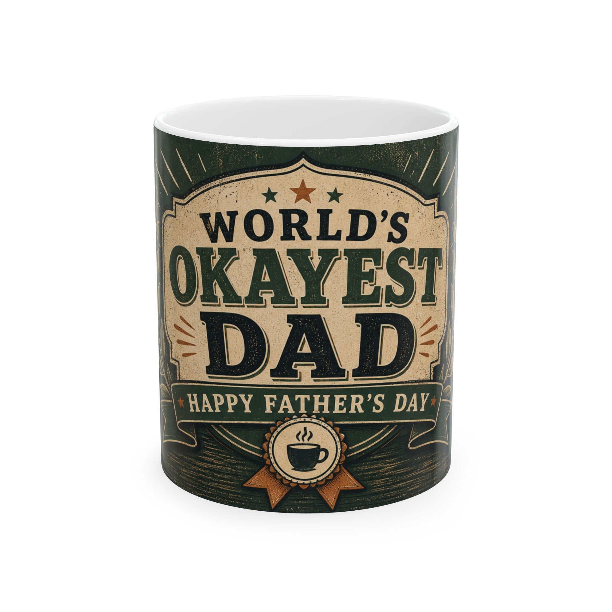 World's Okayest Dad Father's Day Coffee Mug | Dad Gift | Ceramic 11oz 15oz Cup