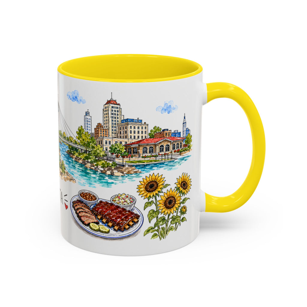Wichita Illustrated Travel Mug | City Souvenir Accent Coffee Mug | 11oz 15oz Ceramic Cup
