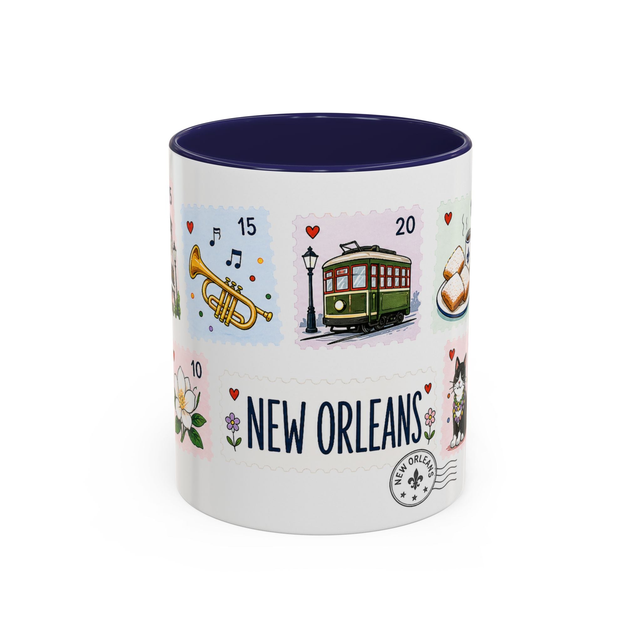 New Orleans Coffee Mug | Postage Stamp Collage Mug | Travel Souvenir Accent Cup 11oz 15oz