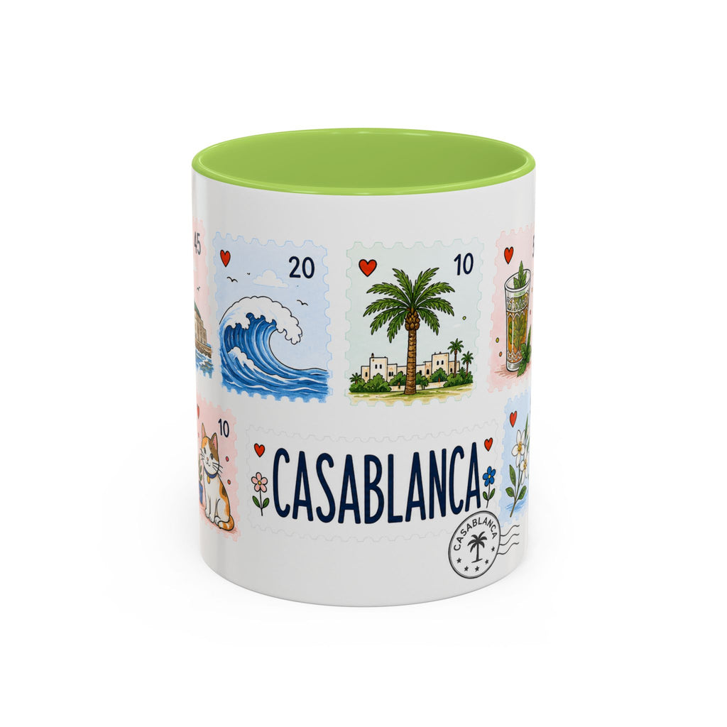 Casablanca Coffee Mug | Postage Stamp Collage Mug | Travel Souvenir Accent Cup 11oz 15oz
