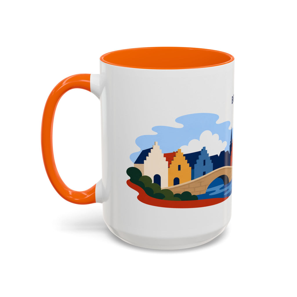 Bruges Coffee Mug | Travel Destination Souvenir Gift | Accent Color Ceramic 11oz 15oz