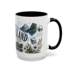 New Zealand South Island Coffee Mug | Travel Destination Souvenir Gift | Accent Color Ceramic 11oz 15oz