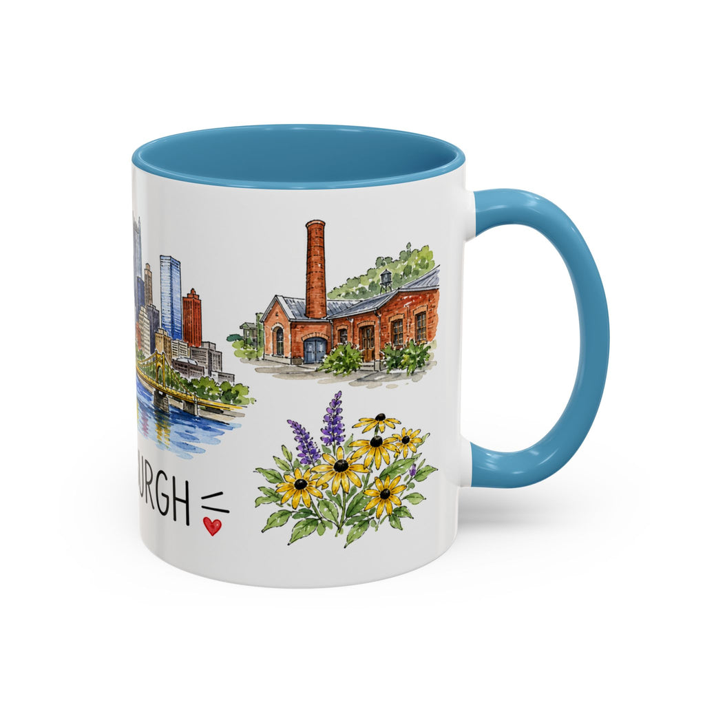 Pittsburgh Illustrated Travel Mug | City Souvenir Accent Coffee Mug | 11oz 15oz Ceramic Cup