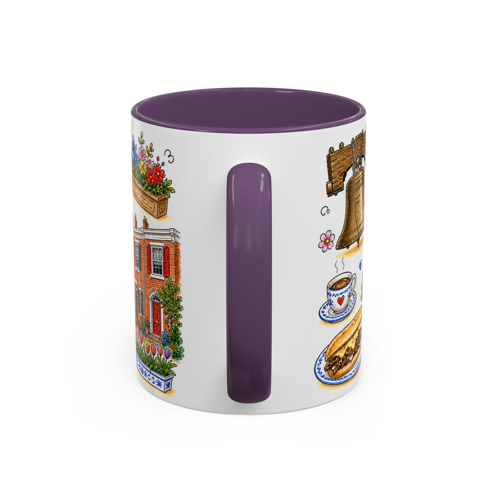 Philadelphia Illustrated Travel Mug | City Souvenir Accent Coffee Mug | 11oz 15oz Ceramic Cup