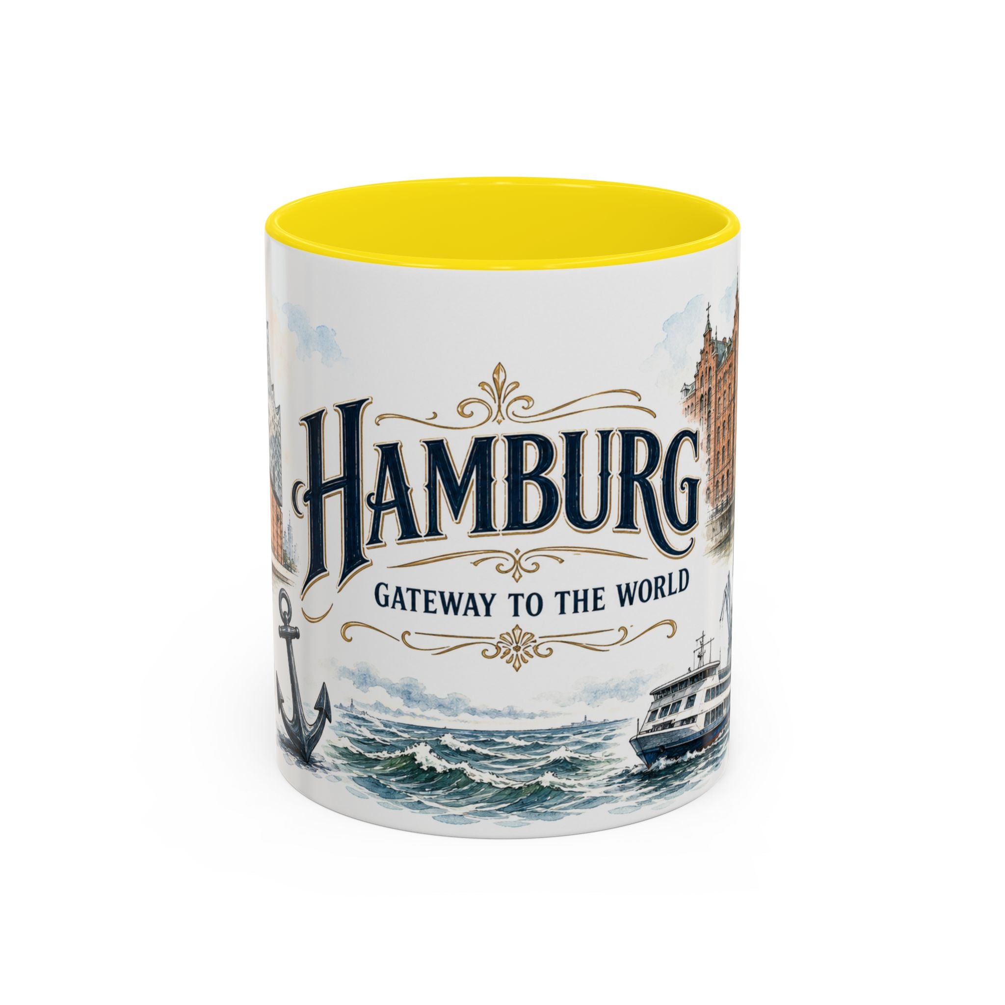 Hamburg Coffee Mug | Germany Travel Souvenir | Vintage Illustrated City Gift | 11 oz 15 oz Accent Mug