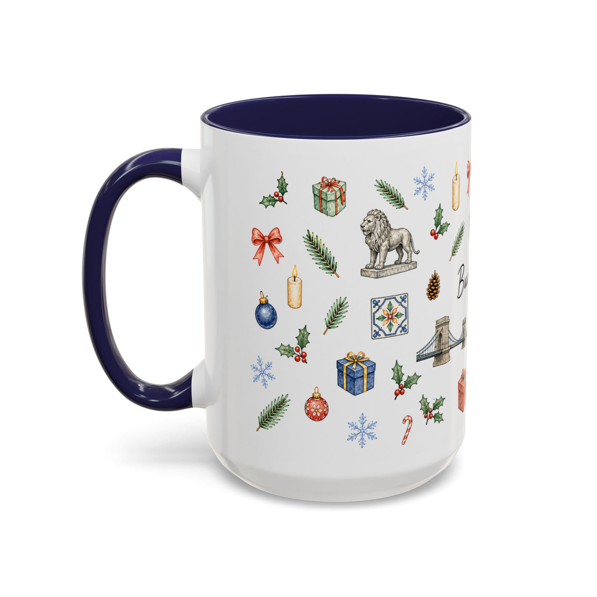 Budapest Christmas Mug | Watercolor City Souvenir | Ceramic Coffee Cup (11oz 15oz)