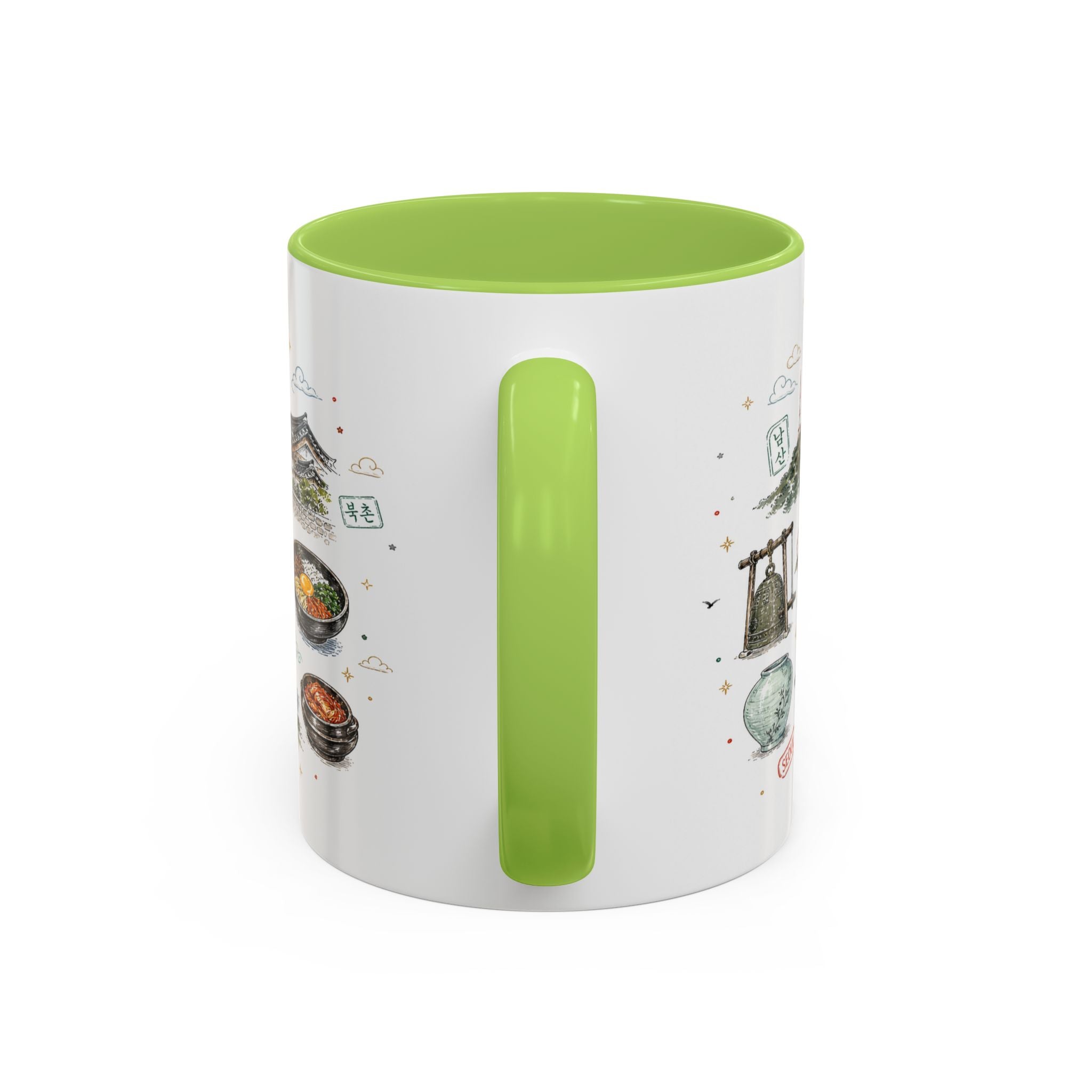 Seoul Coffee Mug | Korea Souvenir Travel Gift | Accent Color Ceramic 11oz 15oz