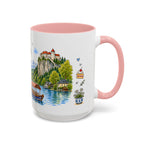Bled Illustrated Travel Mug | Slovenia Souvenir Accent Coffee Mug | 11oz 15oz Ceramic Cup