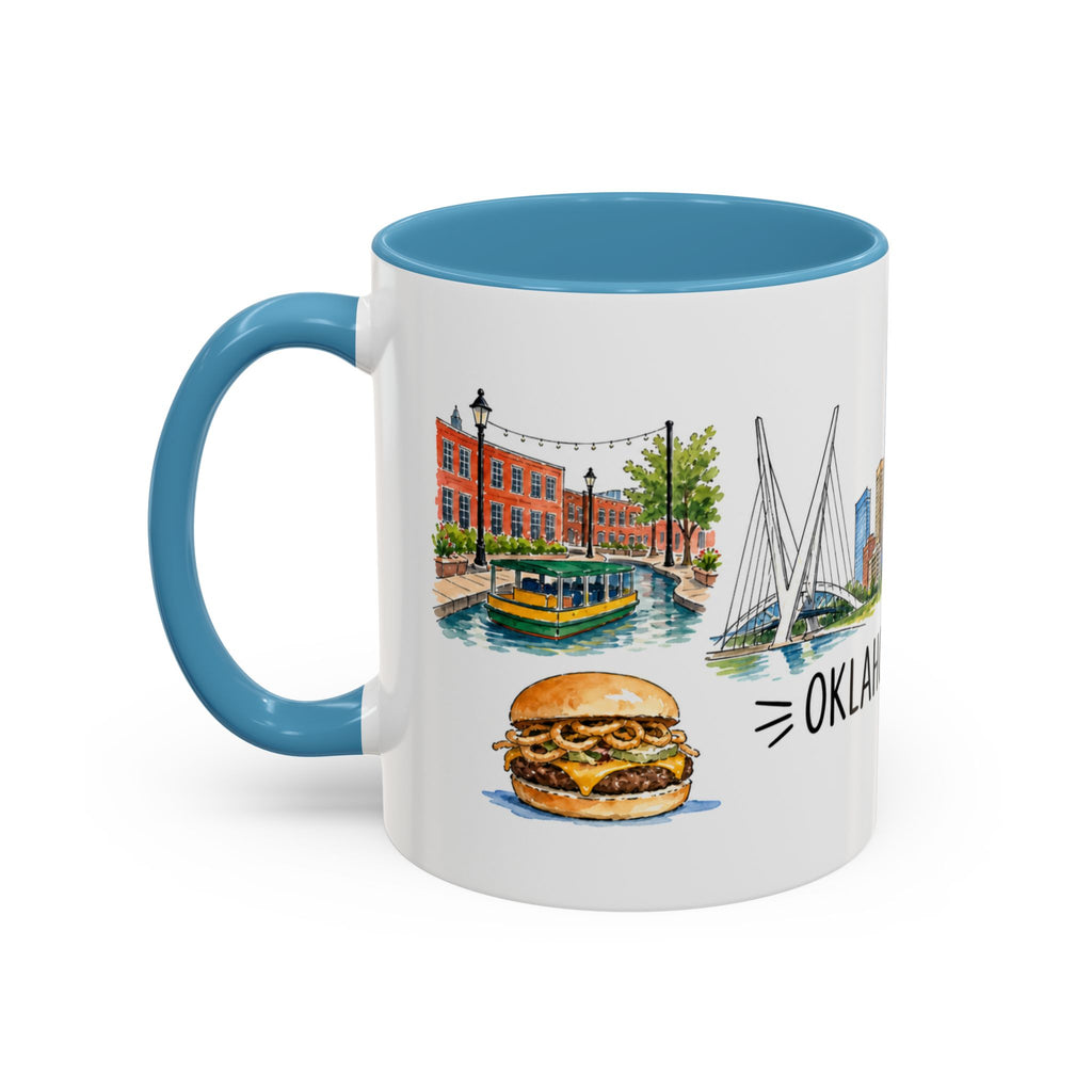 Oklahoma City Illustrated Travel Mug | City Souvenir Accent Coffee Mug | 11oz 15oz Ceramic Cup