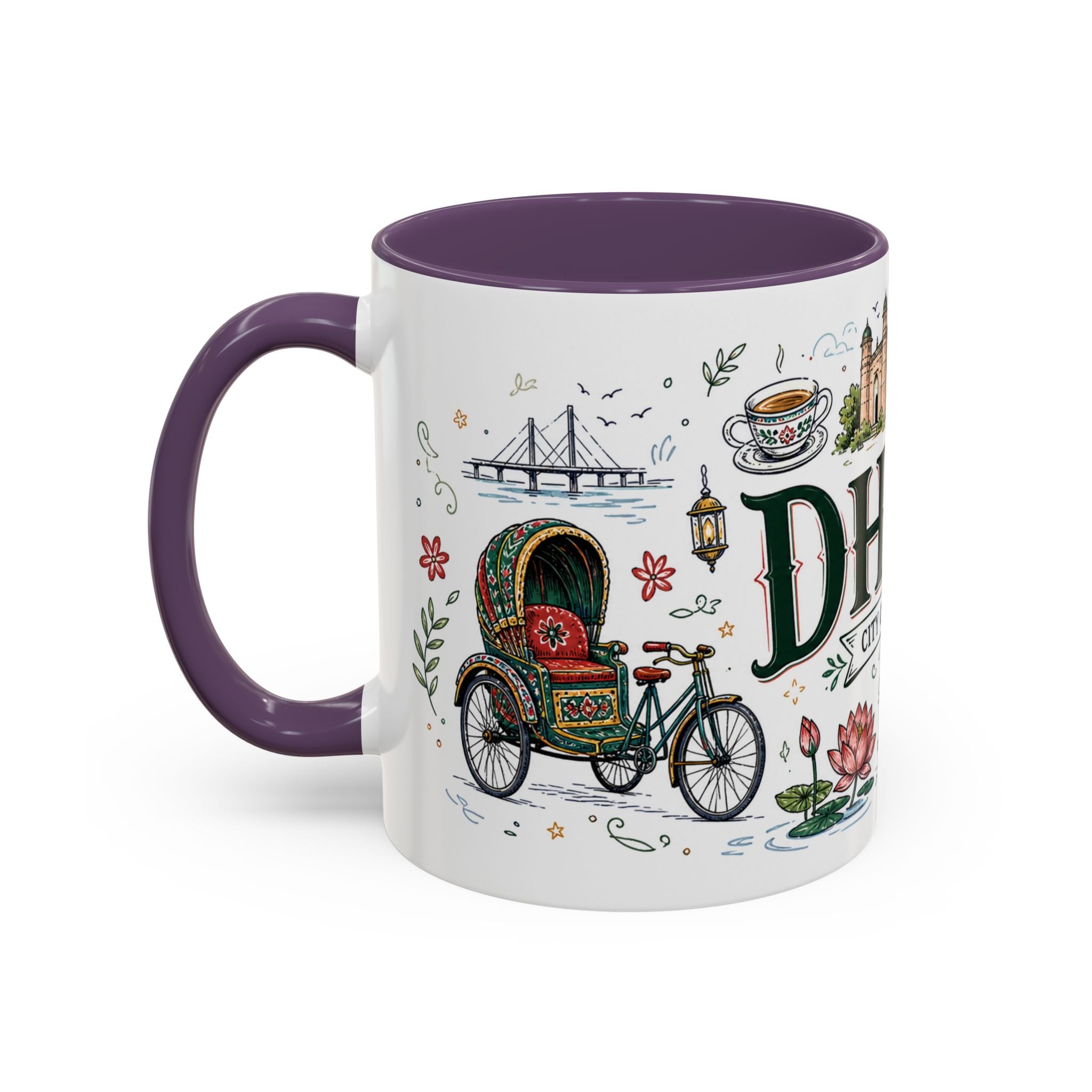 Dhaka Coffee Mug | Bangladesh Souvenir Travel Gift | Accent Color Ceramic 11oz 15oz