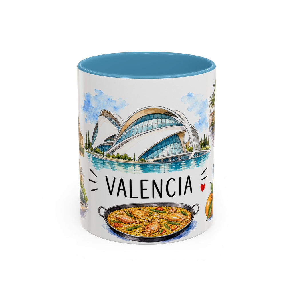Valencia Illustrated Travel Mug | City Souvenir Accent Coffee Mug | 11oz 15oz Ceramic Cup