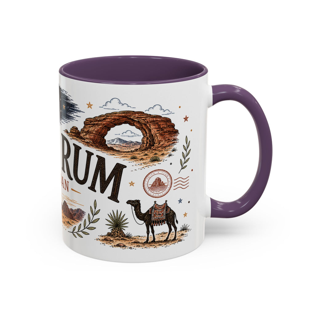 Wadi Rum Coffee Mug | Travel Destination Souvenir Gift | Accent Color Ceramic 11oz 15oz