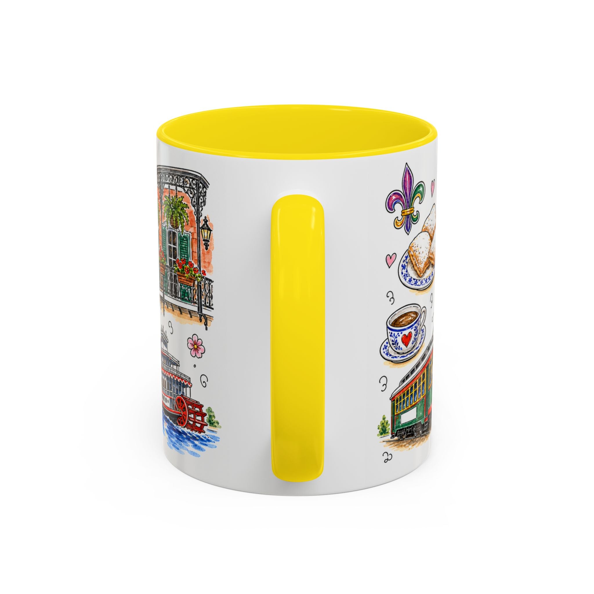 New Orleans Illustrated Travel Mug | City Souvenir Accent Coffee Mug | 11oz 15oz Ceramic Cup