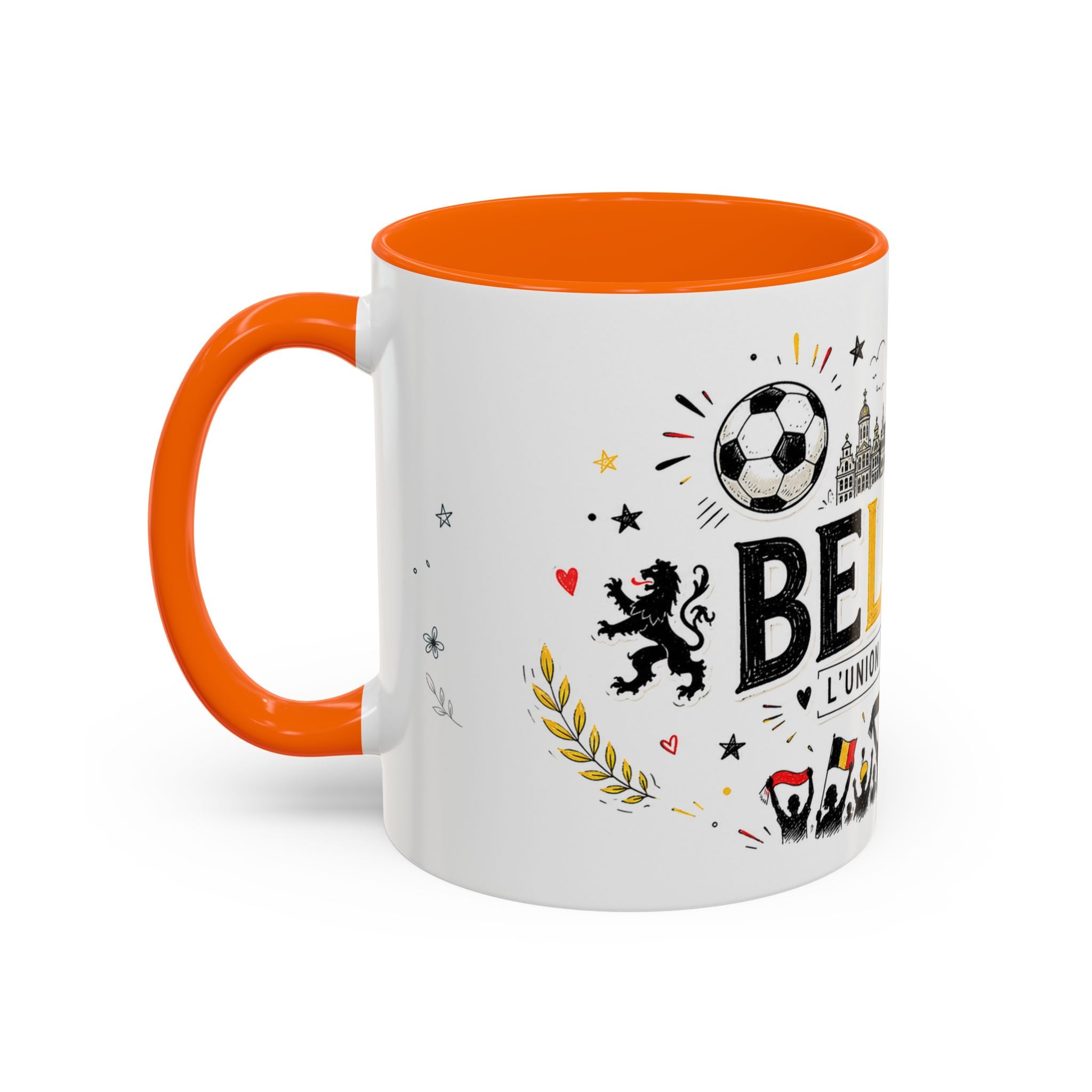 Belgium Soccer Coffee Mug | Soccer Fan Gift | Accent Color Ceramic 11oz 15oz Match Day Cup