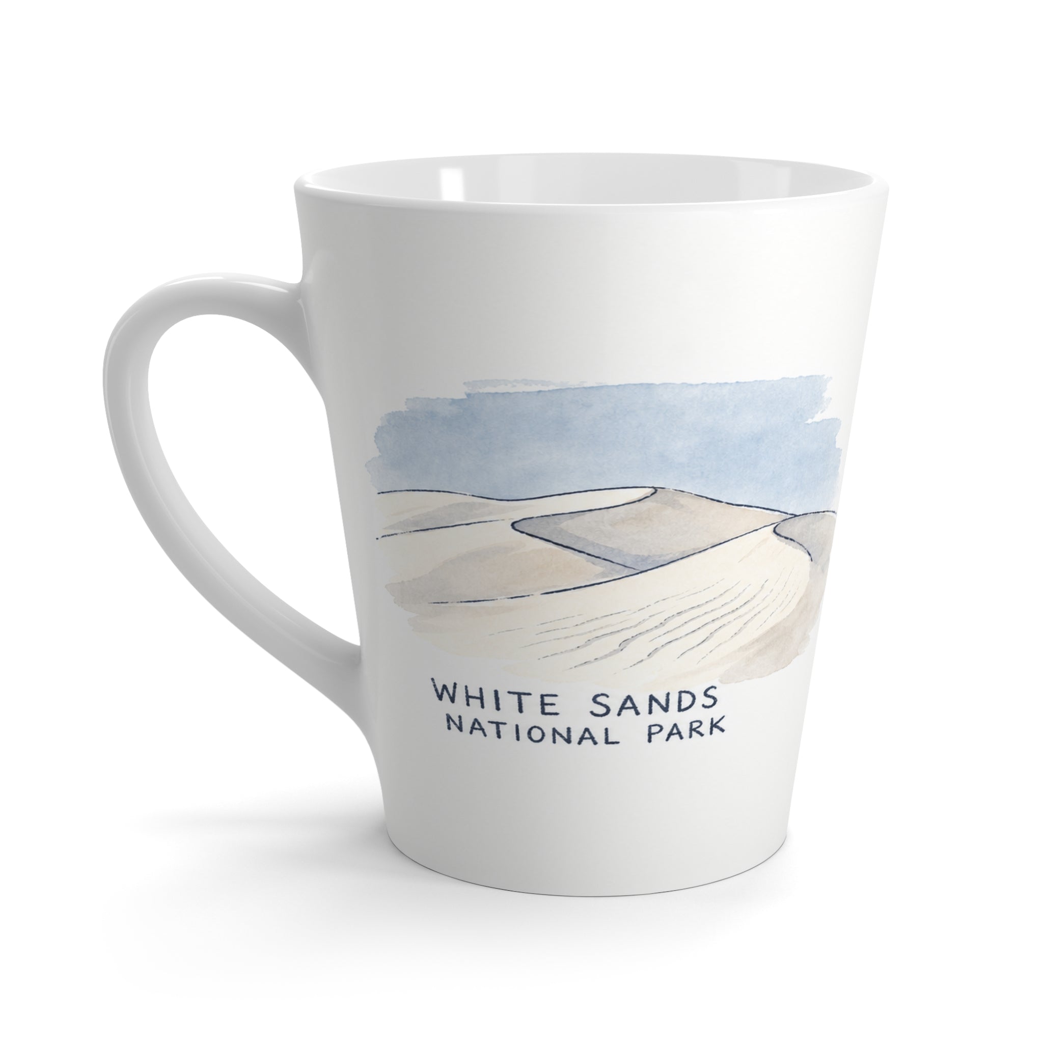 White Sands National Park Latte Mug | Pastel Watercolor Nature Coffee Cup | 12 oz Travel Souvenir Gift