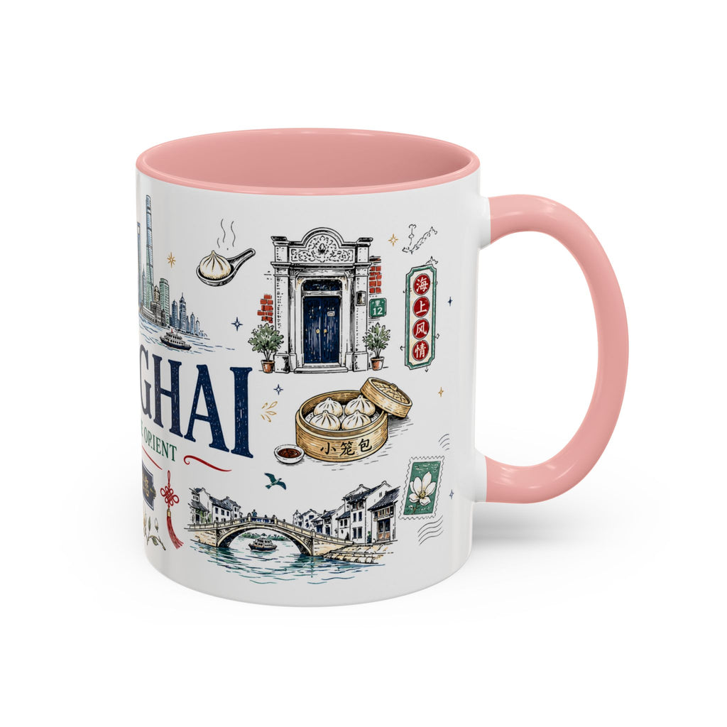 Shanghai Coffee Mug | China Souvenir Travel Gift | Accent Color Ceramic 11oz 15oz