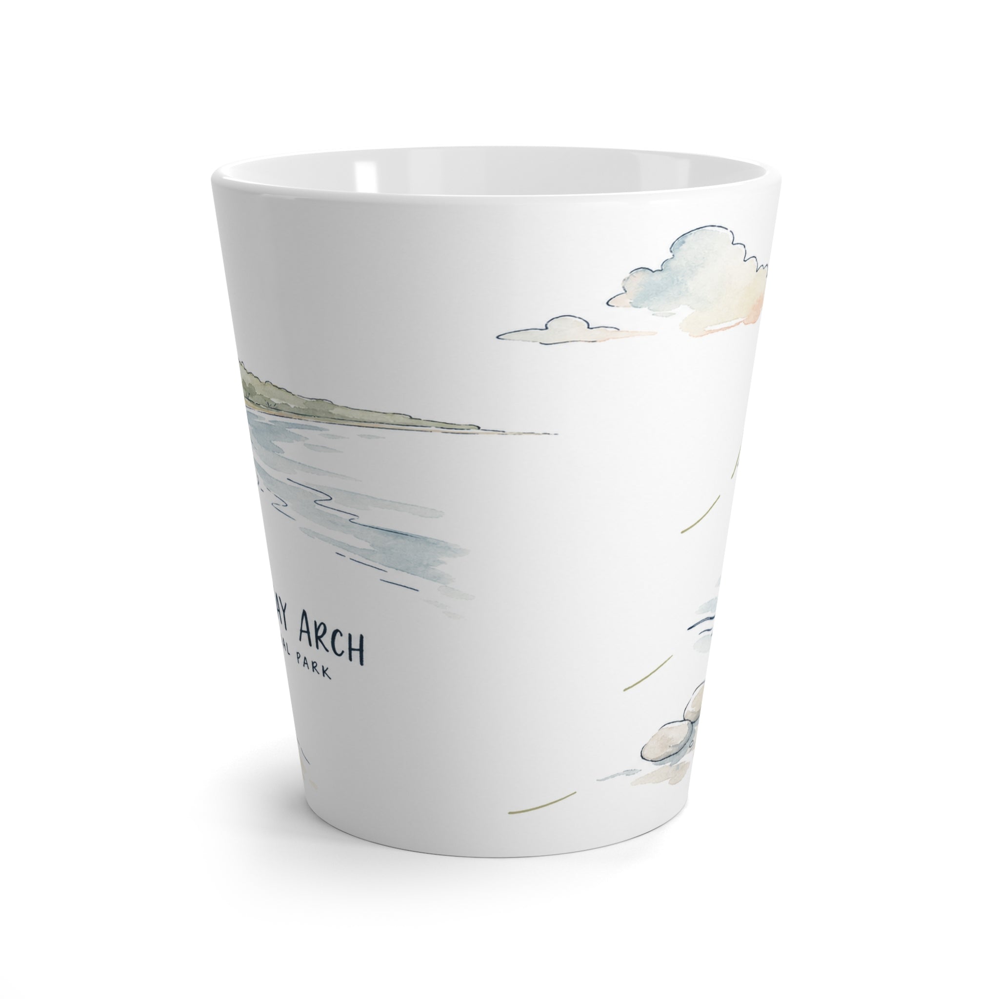 Gateway Arch National Park Latte Mug | Pastel Watercolor Nature Coffee Cup | 12 oz Travel Souvenir Gift