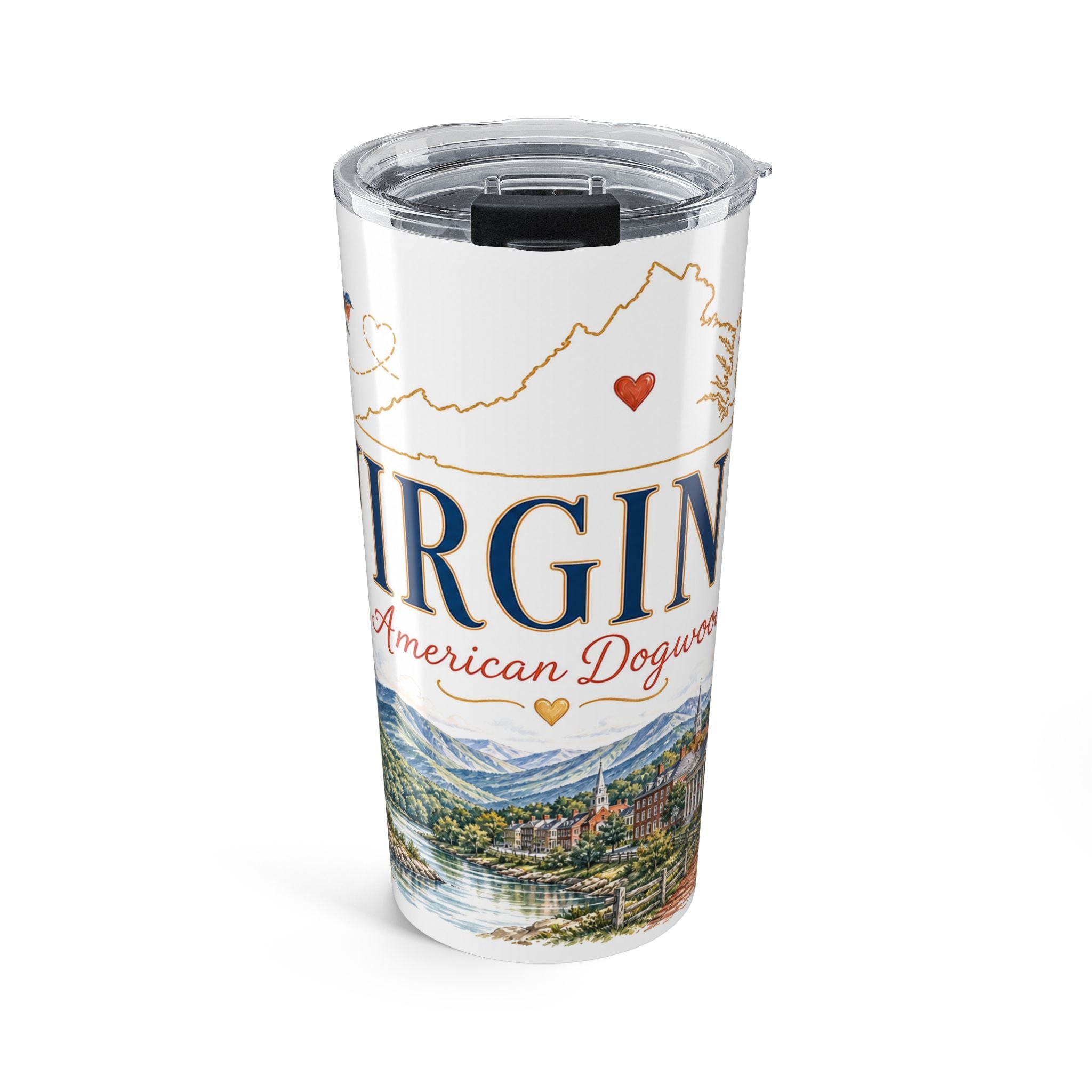 Virginia State Flower 20oz Tumbler | American Dogwood Botanical State Flower Gift | Insulated Stainless Steel Travel Cup