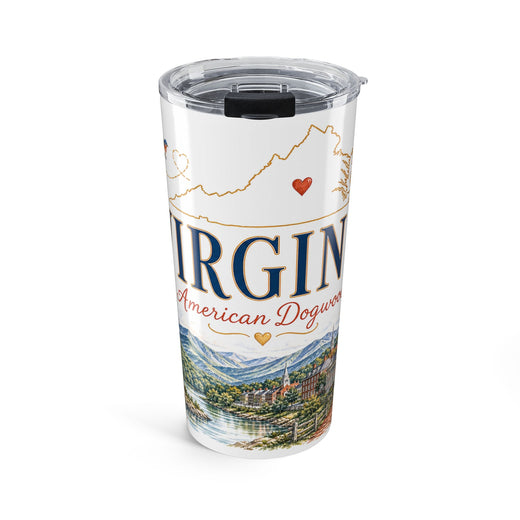 Virginia State Flower 20oz Tumbler | American Dogwood Botanical State Flower Gift | Insulated Stainless Steel Travel Cup