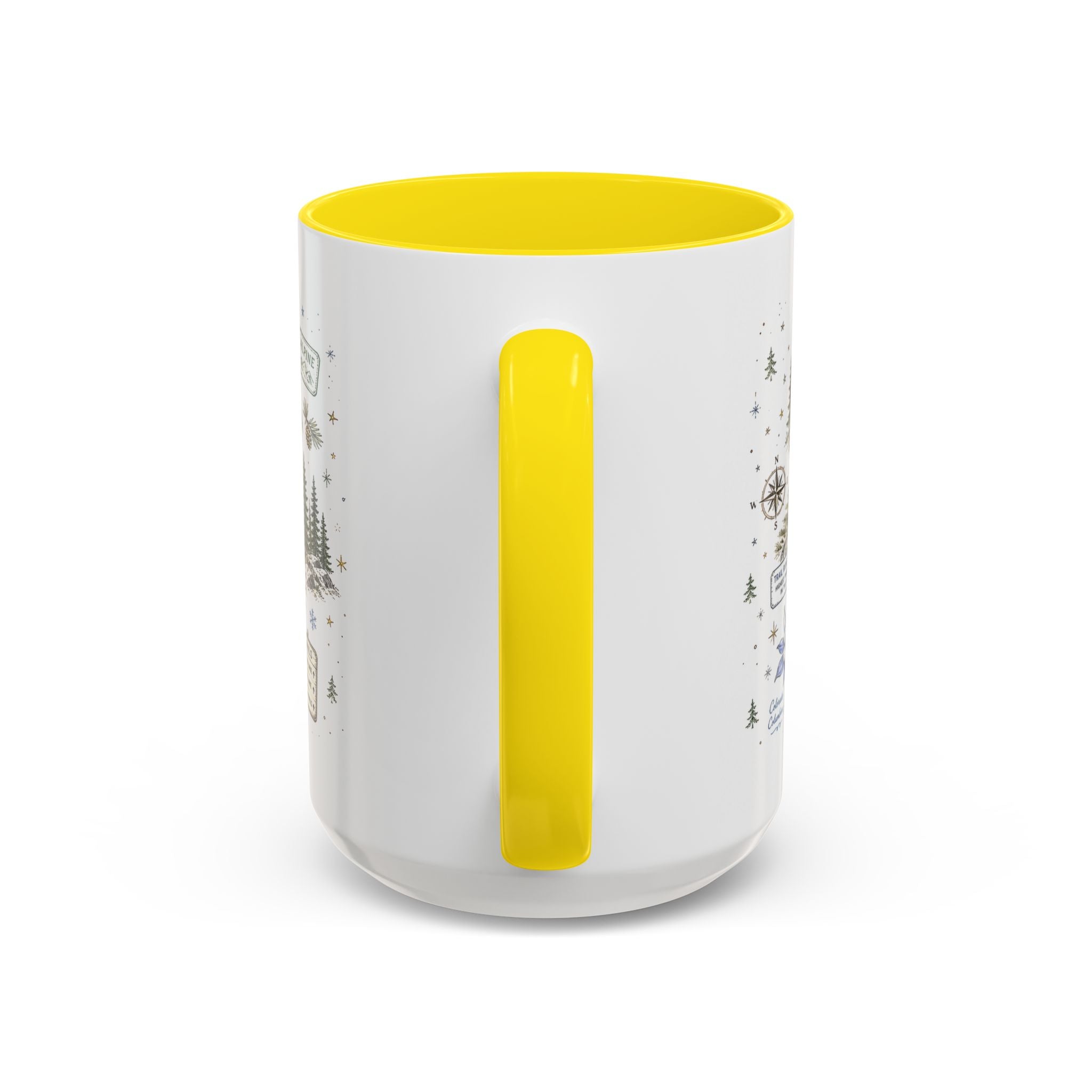 Rocky Mountain Coffee Mug | National Park Hiking Camping Gift | Accent Color Ceramic 11oz 15oz