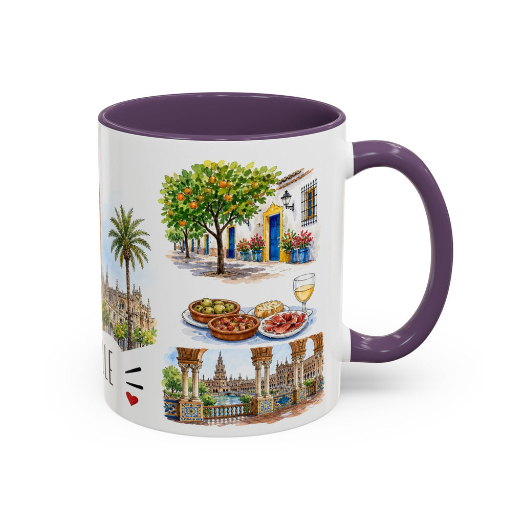 Seville Illustrated Travel Mug | City Souvenir Accent Coffee Mug | 11oz 15oz Ceramic Cup