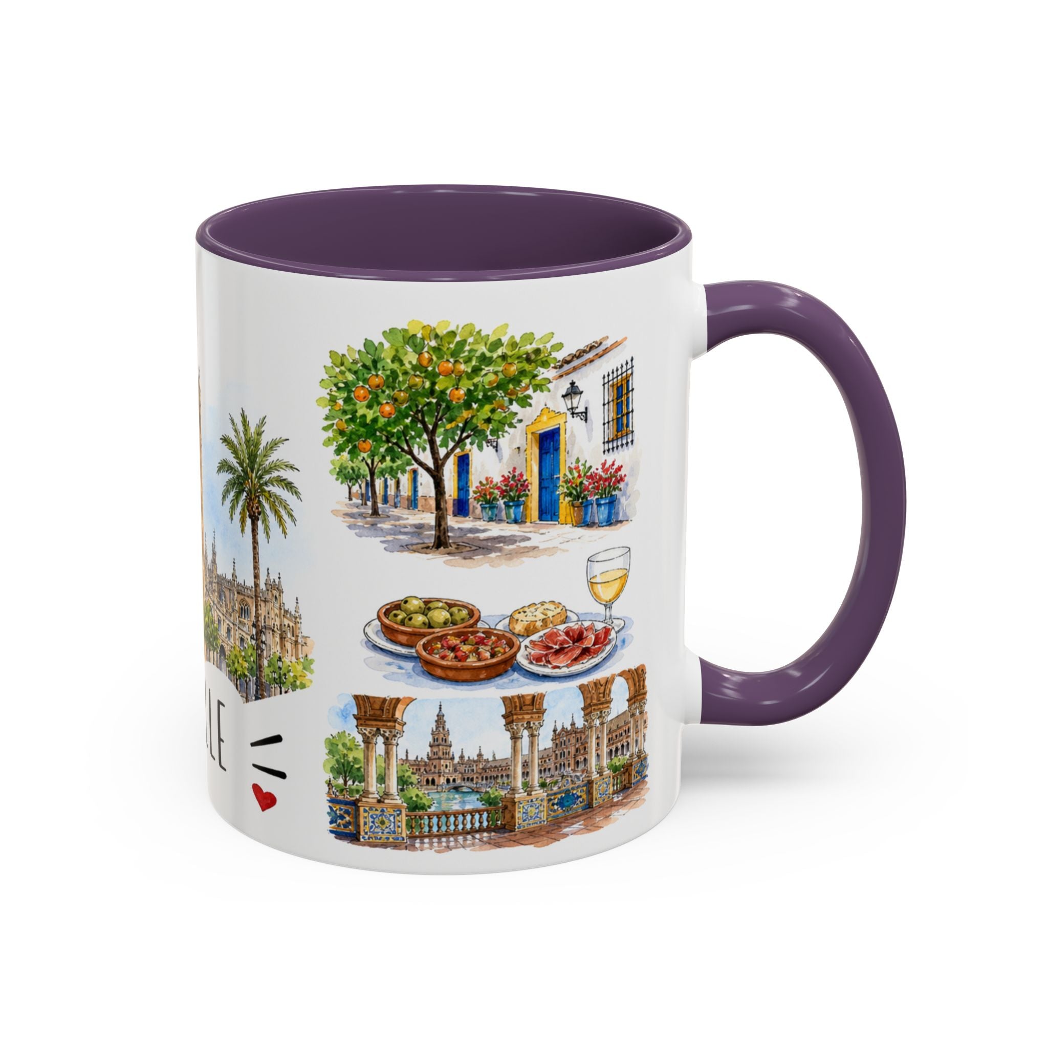 Seville Illustrated Travel Mug | City Souvenir Accent Coffee Mug | 11oz 15oz Ceramic Cup