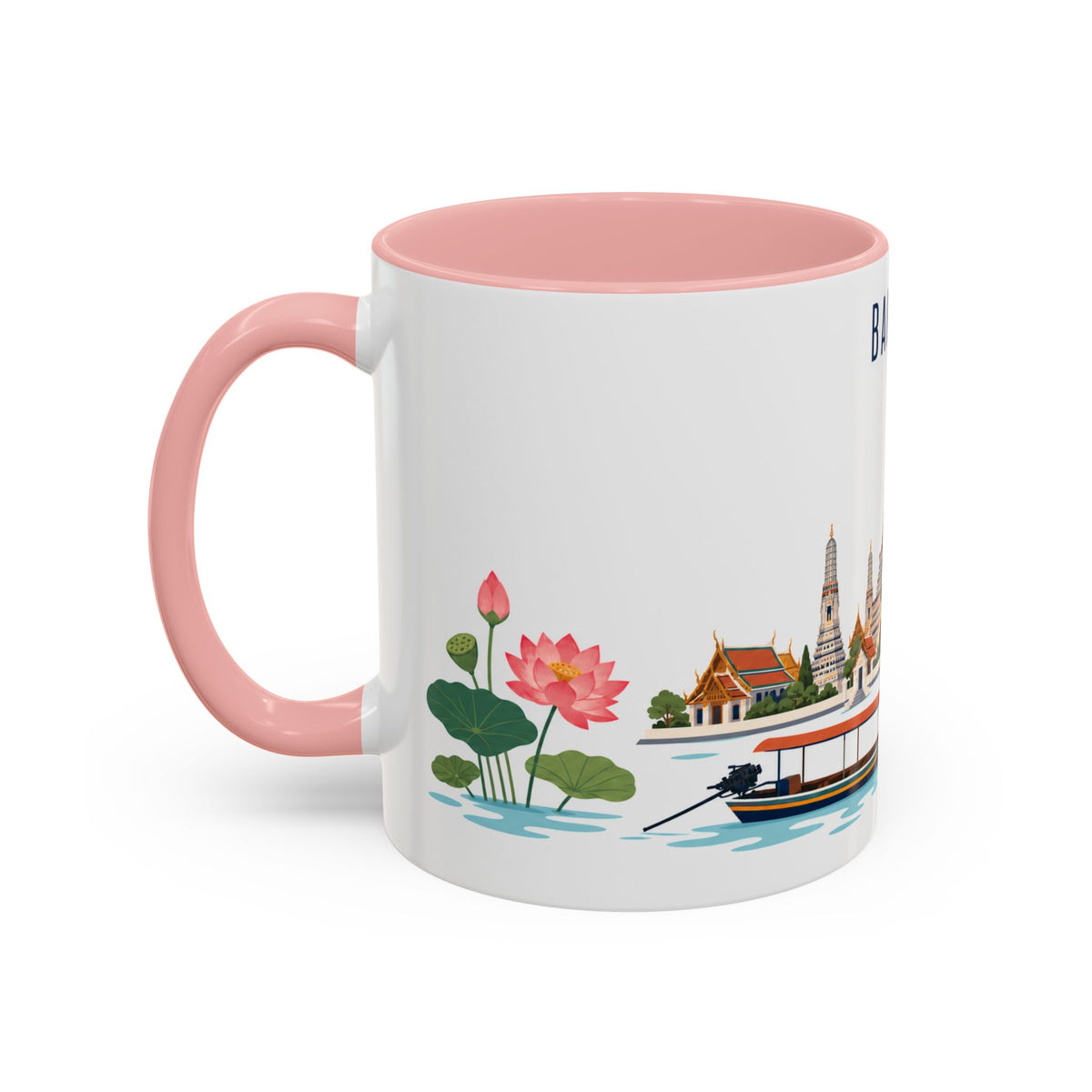 Bangkok Coffee Mug | Thailand Travel Souvenir | Porcelain Decal City Gift | 11oz 15oz Accent Mug