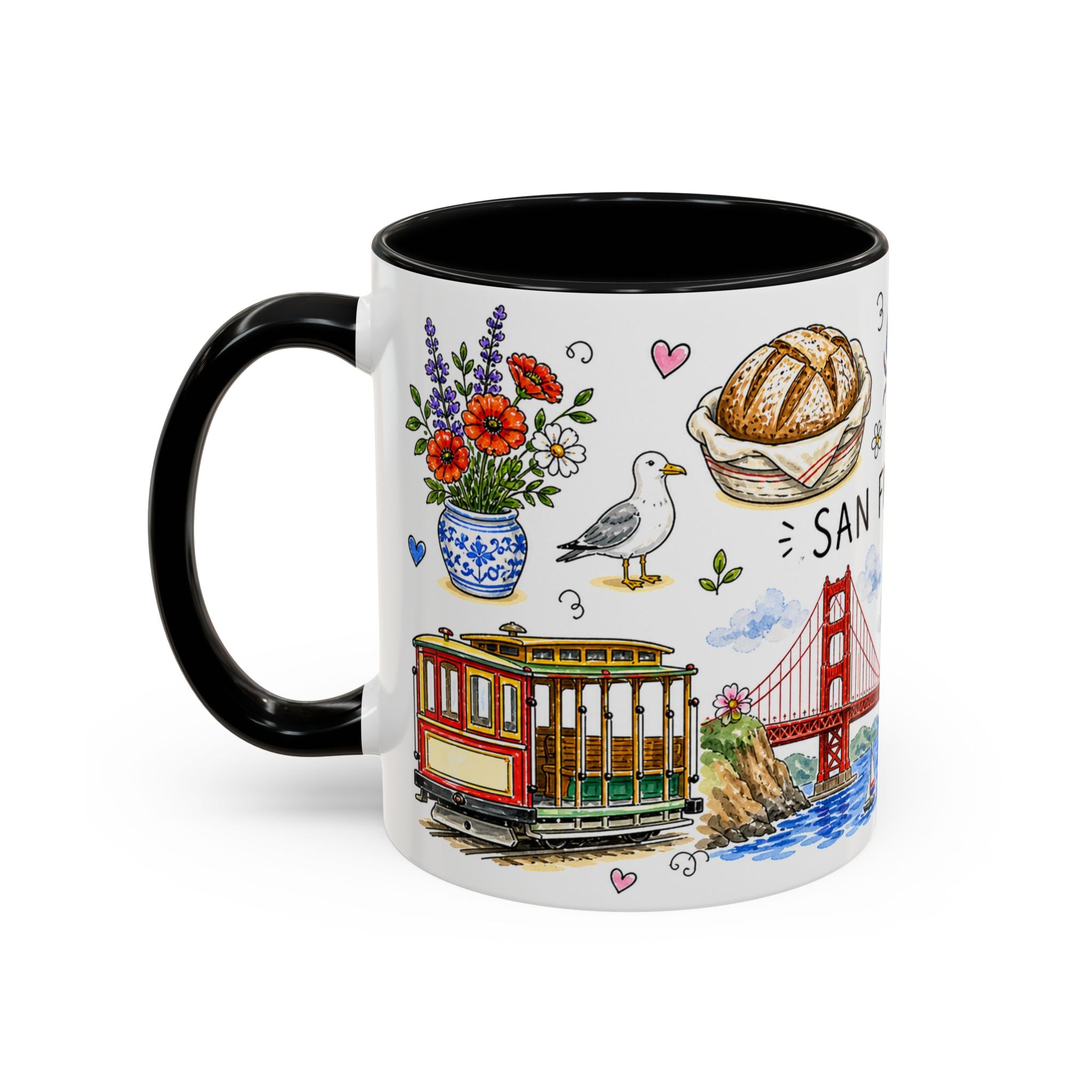 San Francisco Illustrated Travel Mug | City Souvenir Accent Coffee Mug | 11oz 15oz Ceramic Cup