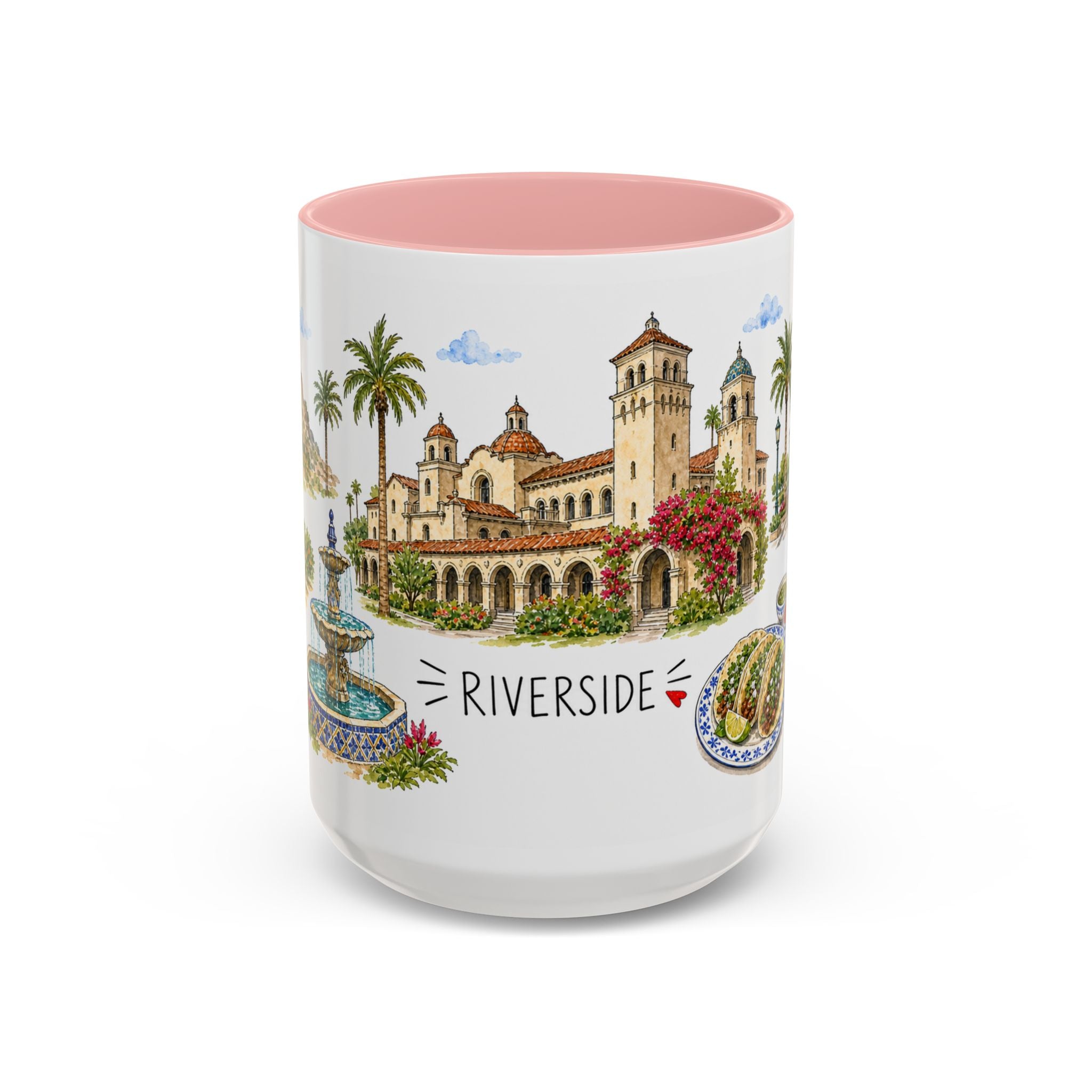 Riverside Illustrated Travel Mug | City Souvenir Accent Coffee Mug | 11oz 15oz Ceramic Cup