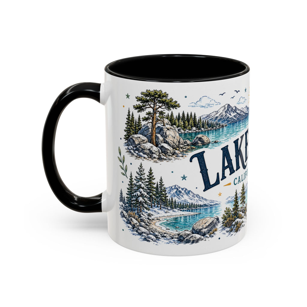 Lake Tahoe Mug, California Nevada Travel Souvenir, Bucket List Gift, Accent Ceramic Coffee Mug 11oz 15oz