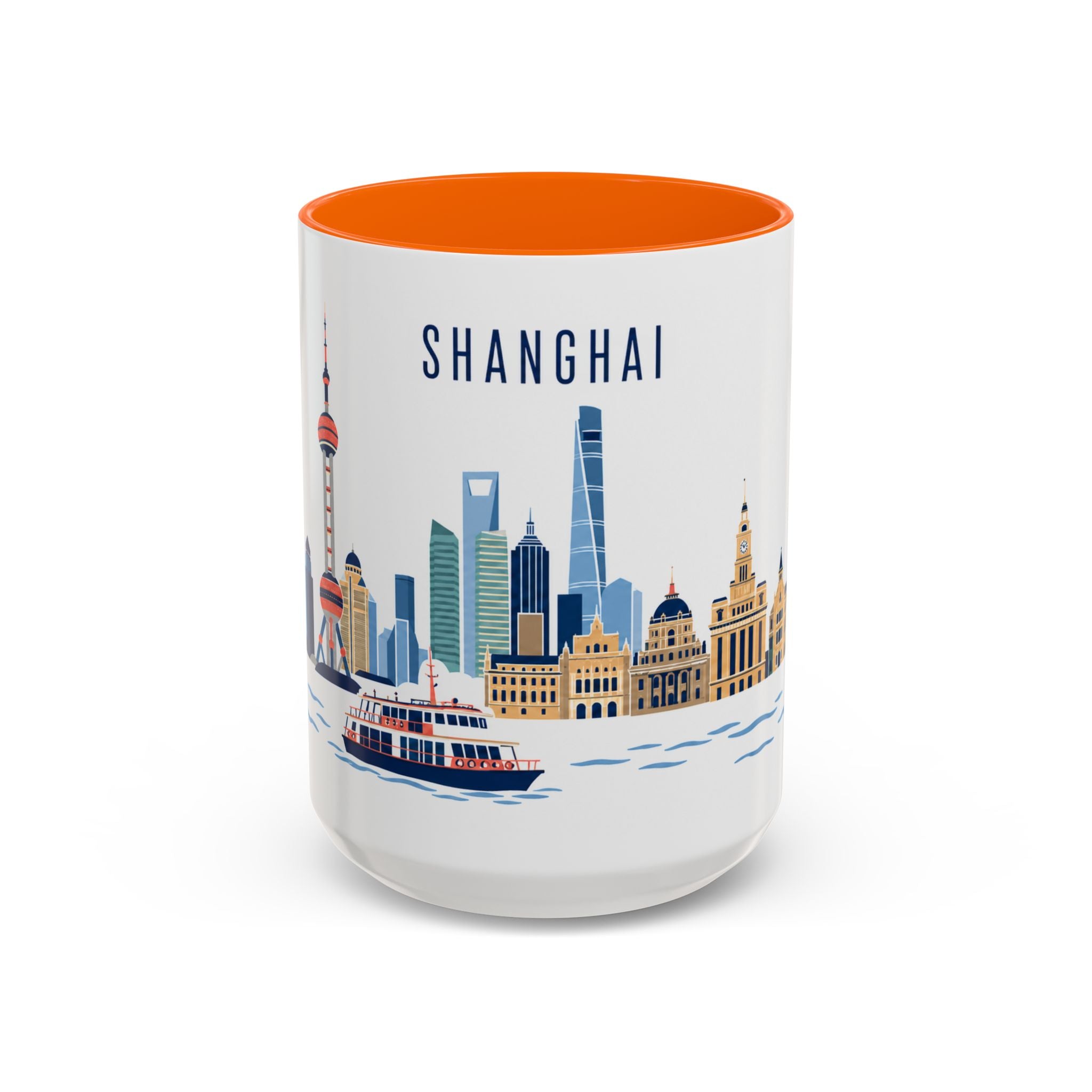 Shanghai Coffee Mug | China Travel Souvenir | Porcelain Decal City Gift | 11oz 15oz Accent Mug