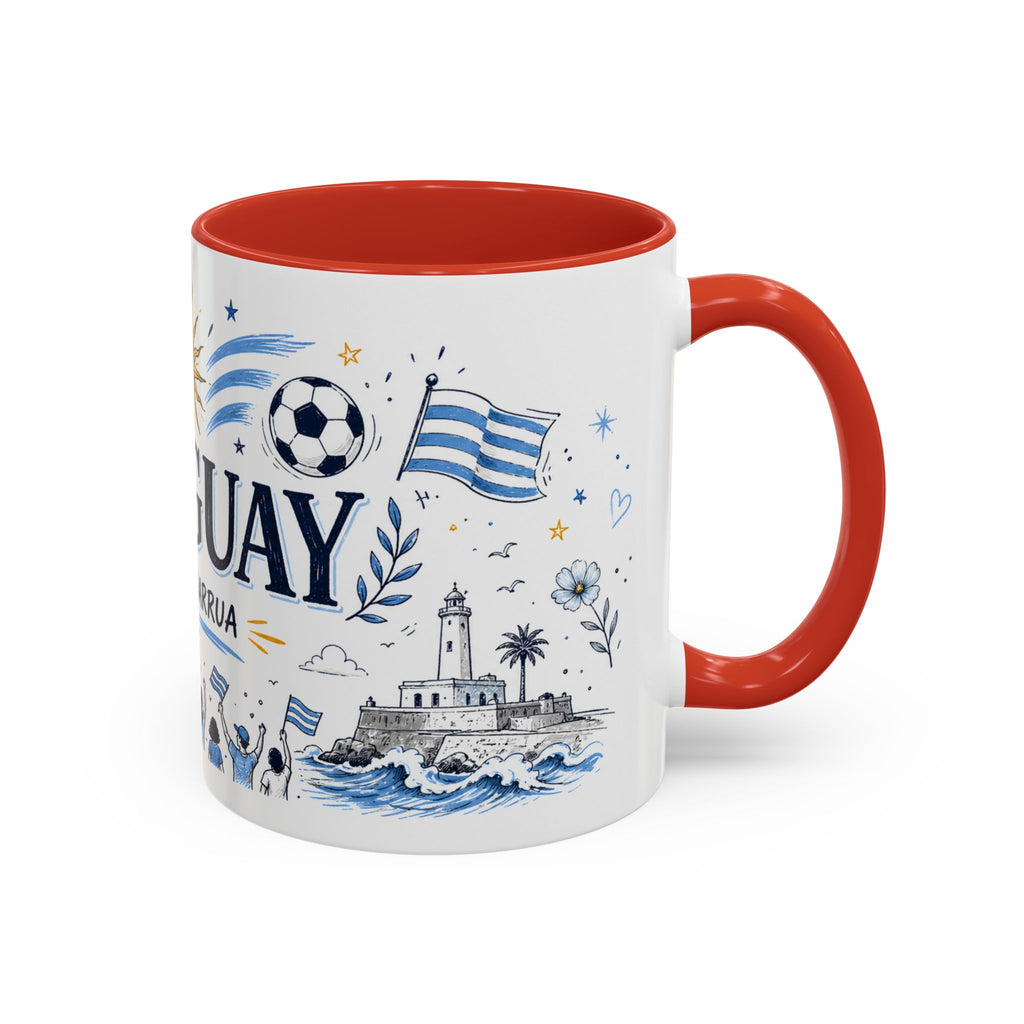Uruguay Soccer Coffee Mug | World Cup Fan Gift | Accent Color Ceramic 11oz 15oz Match Day Cup