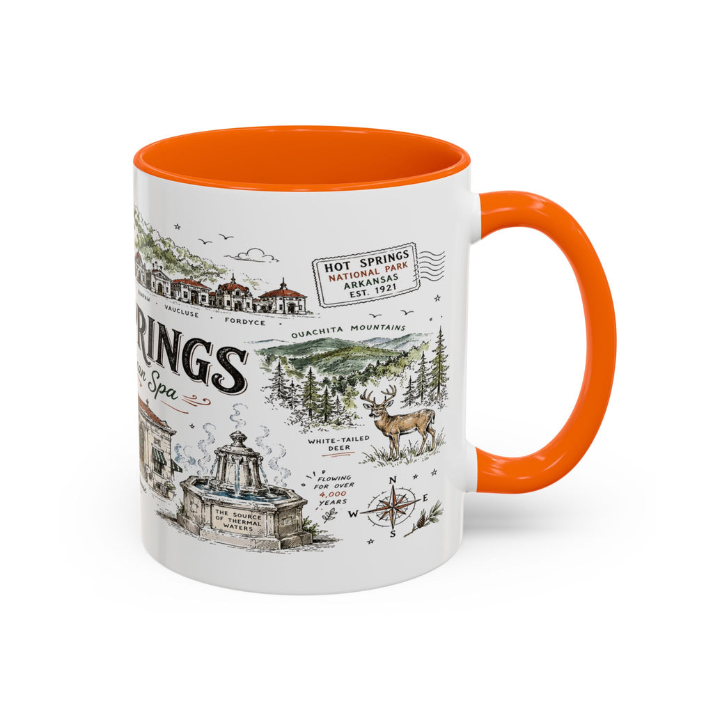Hot Springs National Park Coffee Mug | Arkansas Thermal Spring Spa Gift | Accent Color Ceramic 11oz 15oz
