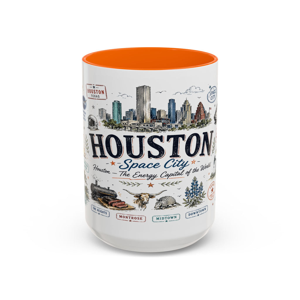 Houston Coffee Mug | Texas Souvenir City Gift | Accent Color Ceramic 11oz 15oz