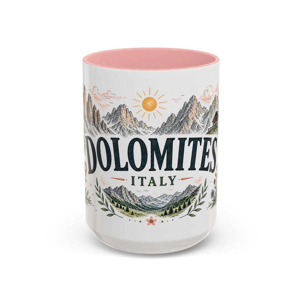 Dolomites Coffee Mug | Travel Destination Souvenir Gift | Accent Color Ceramic 11oz 15oz