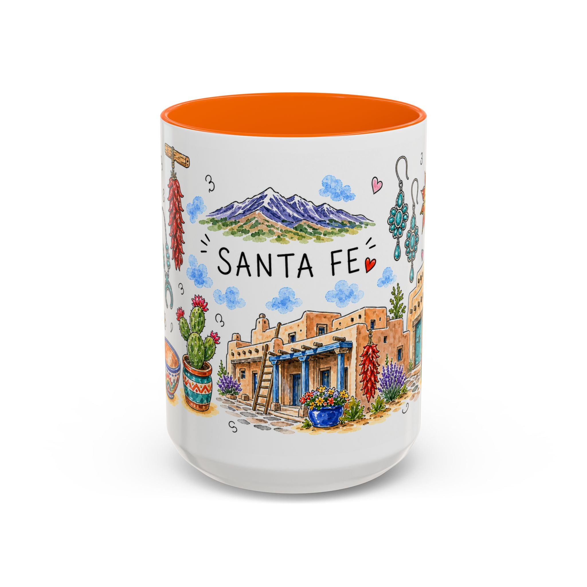 Santa Fe Illustrated Travel Mug | City Souvenir Accent Coffee Mug | 11oz 15oz Ceramic Cup
