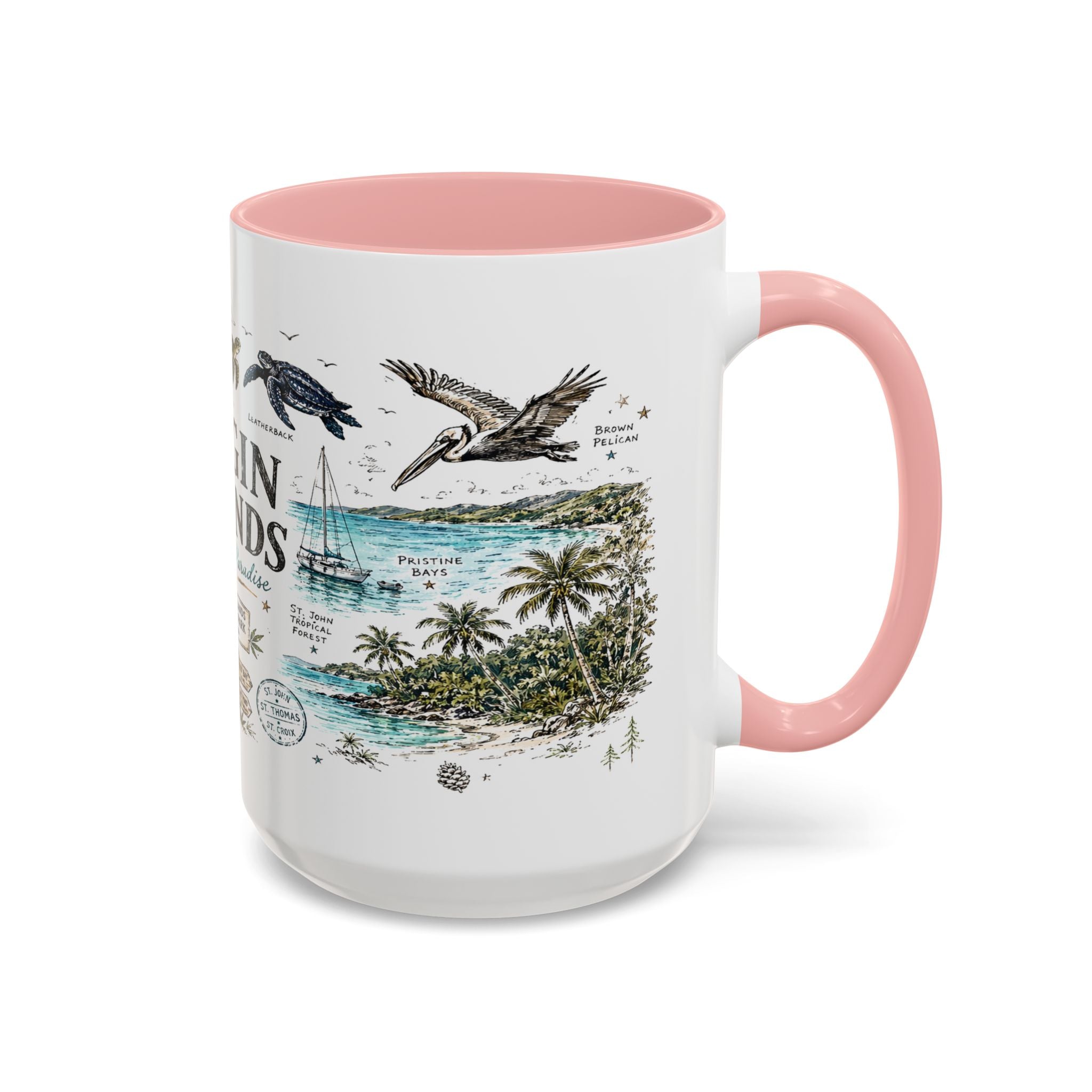 Virgin Islands National Park Coffee Mug | Caribbean Beach Snorkeling Reef Gift | Accent Color Ceramic 11oz 15oz