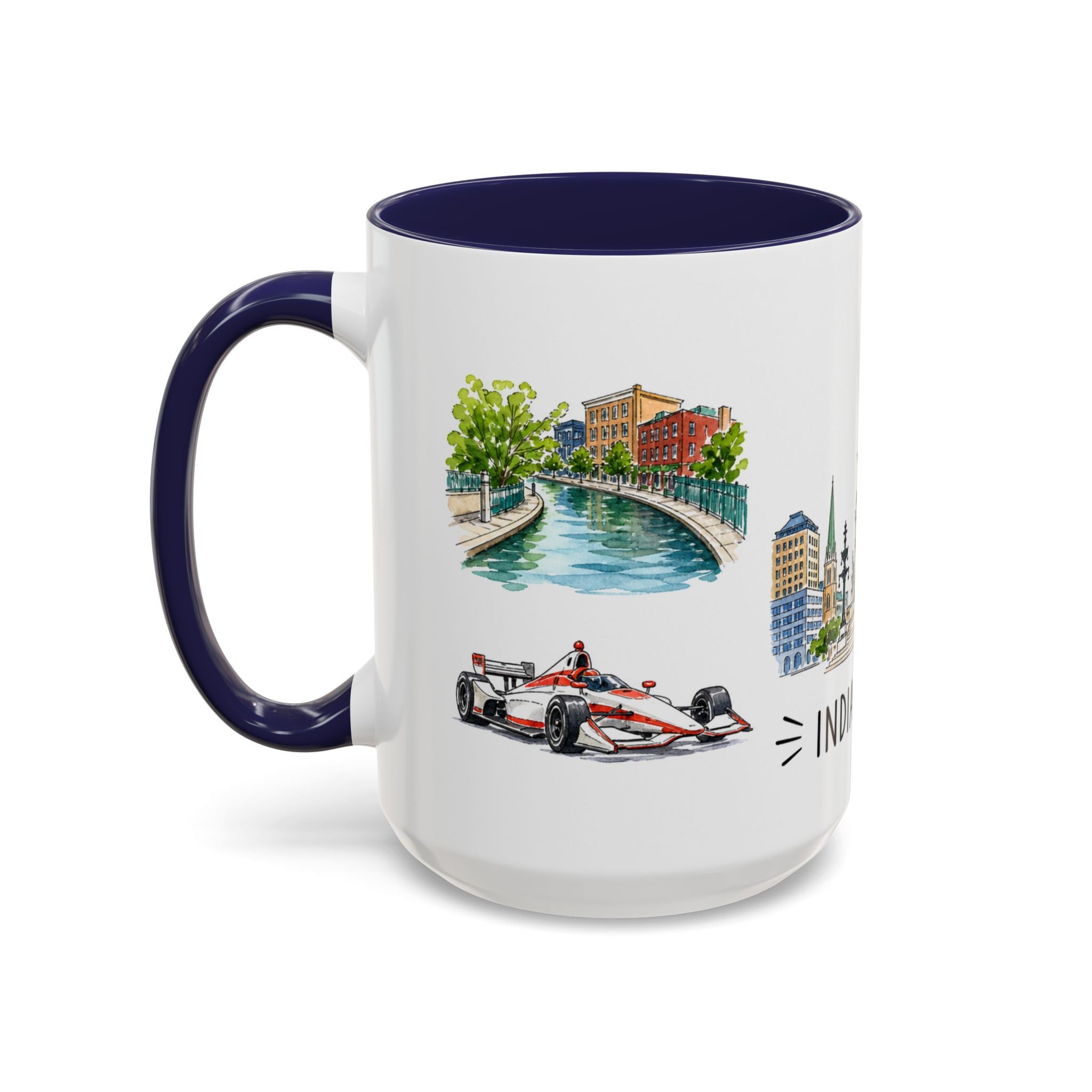 Indianapolis Illustrated Travel Mug | City Souvenir Accent Coffee Mug | 11oz 15oz Ceramic Cup