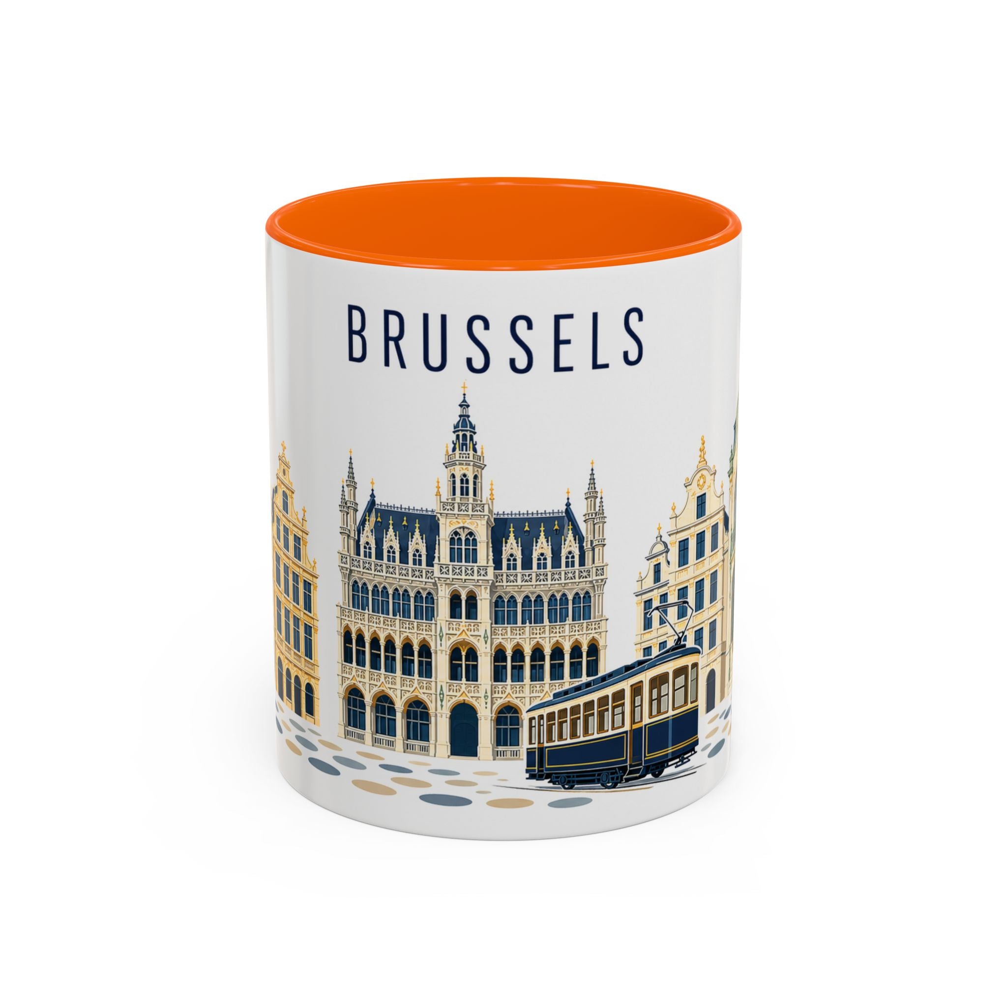 Brussels Coffee Mug | Belgium Travel Souvenir | Porcelain Decal City Gift | 11oz 15oz Accent Mug
