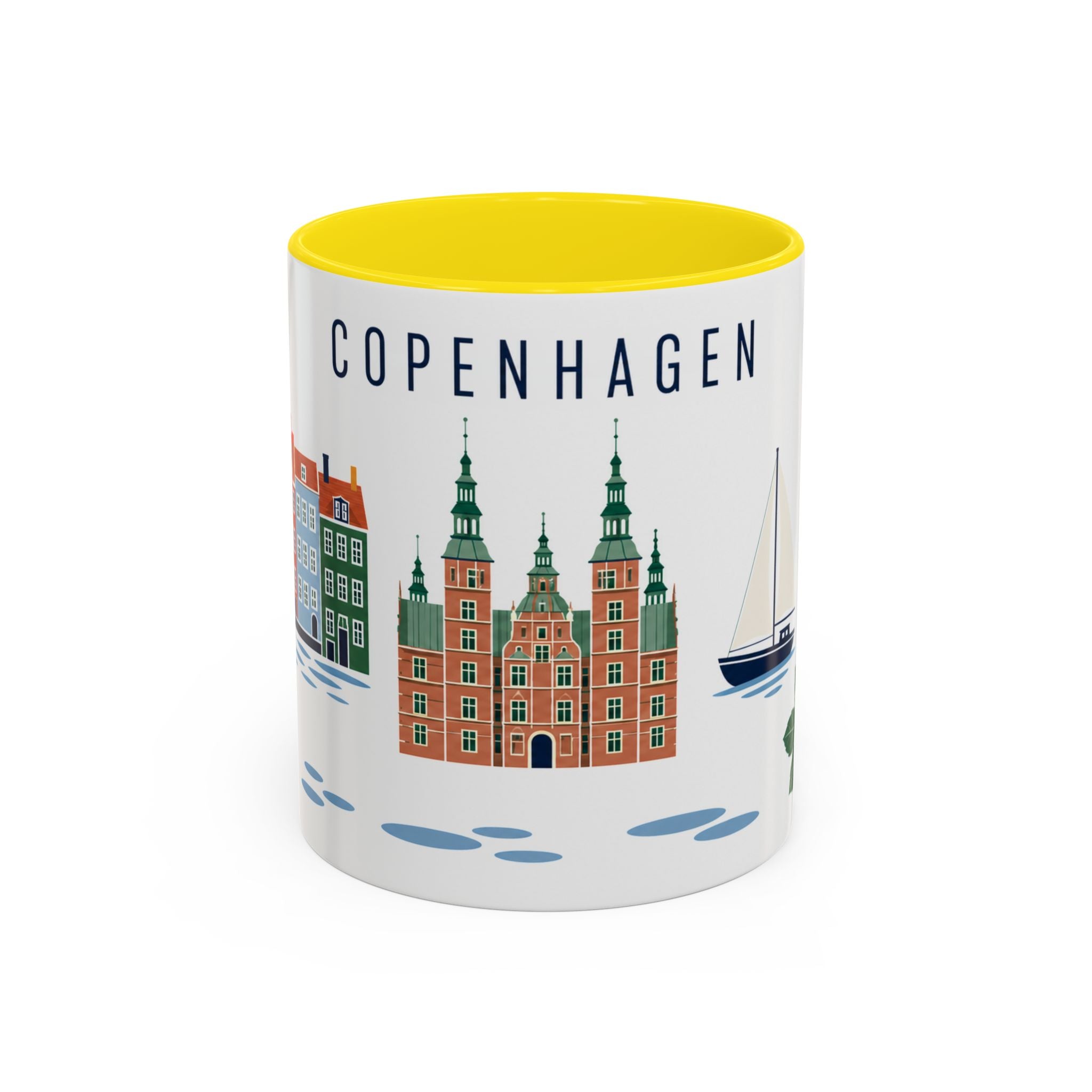 Copenhagen Coffee Mug | Denmark Travel Souvenir | Porcelain Decal City Gift | 11oz 15oz Accent Mug