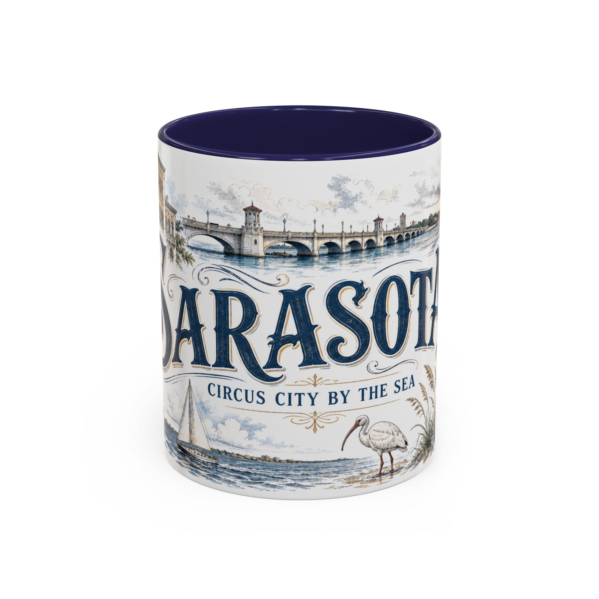 Sarasota Coffee Mug | United States Travel Souvenir | Vintage Illustrated City Gift | 11 oz 15 oz Accent Mug