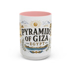 Pyramids of Giza Coffee Mug | Travel Destination Souvenir Gift | Accent Color Ceramic 11oz 15oz
