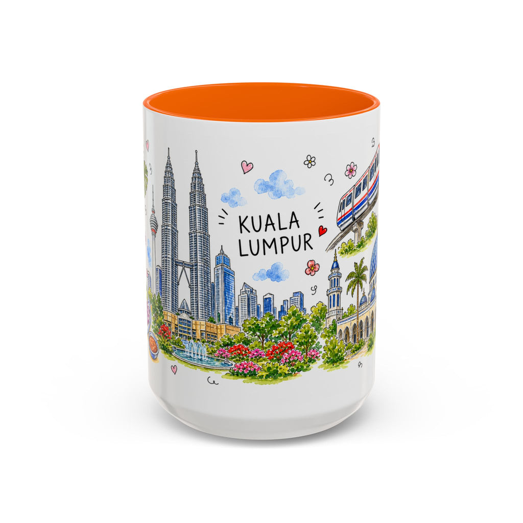 Kuala Lumpur Illustrated Travel Mug | City Souvenir Accent Coffee Mug | 11oz 15oz Ceramic Cup