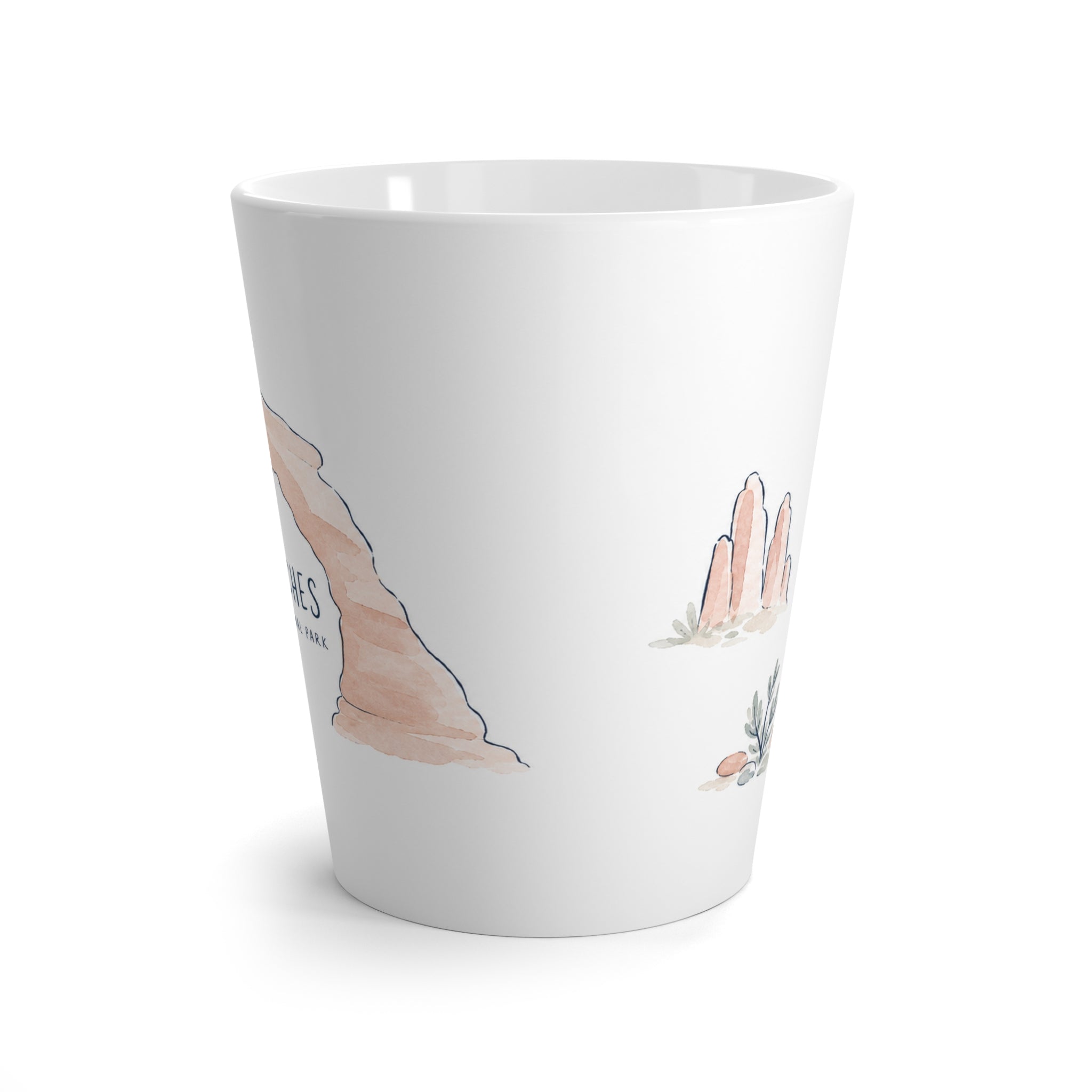 Arches National Park Latte Mug | Pastel Watercolor Nature Coffee Cup | 12 oz Travel Souvenir Gift
