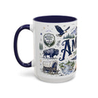 America the Beautiful Coffee Mug | Patriotic USA Gift | Accent Color Ceramic 11oz 15oz