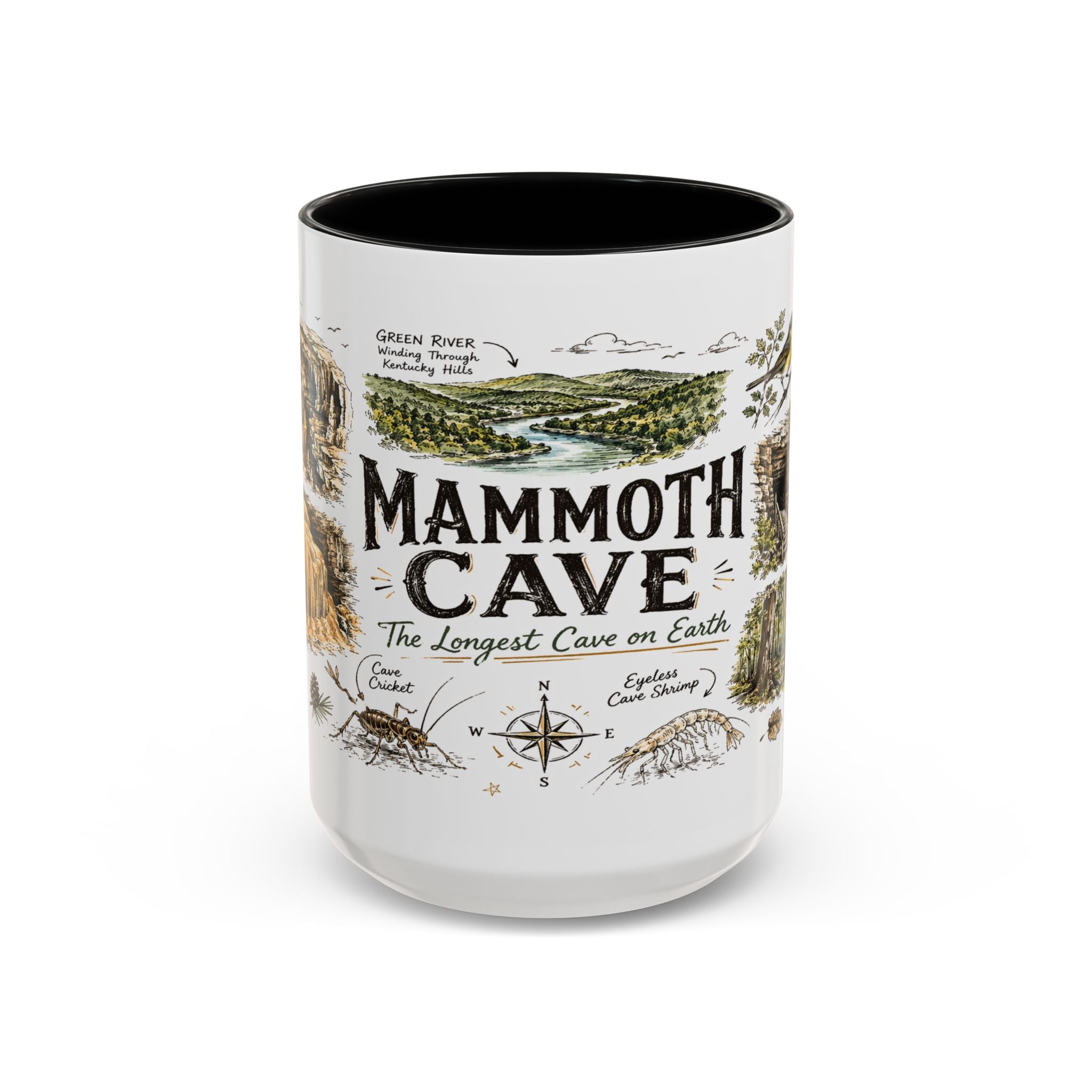 Mammoth Cave National Park Coffee Mug | Kentucky Cave Exploration Hiking Gift | Accent Color Ceramic 11oz 15oz