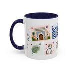 Fez Coffee Mug | Postage Stamp Collage Mug | Travel Souvenir Accent Cup 11oz 15oz