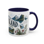 New Zealand South Island Coffee Mug | Travel Destination Souvenir Gift | Accent Color Ceramic 11oz 15oz